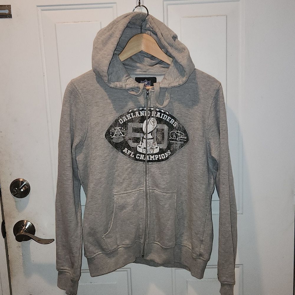 Retro AFL Oakland Raiders Full Zip Hoodie Sweatshirt YL